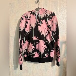Wesc Pink and Black Palm Tree Sweatshirt, Beachy, Casual, Unisex Confortable